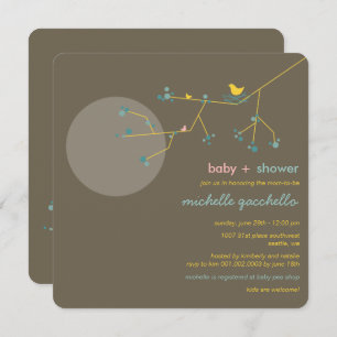 Invitation Nesting Bird Family Tree Simple Chic Baby shower