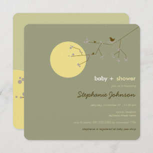 Invitation Nesting Bird Family Tree Simple Chic Baby shower