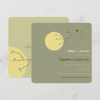 Invitation Nesting Bird Family Tree Simple Chic Baby shower