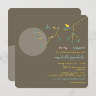 Invitation Nesting Bird Family Tree Simple Chic Baby shower