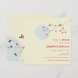 Invitation Nesting Bird Family Tree Simple Chic Baby shower