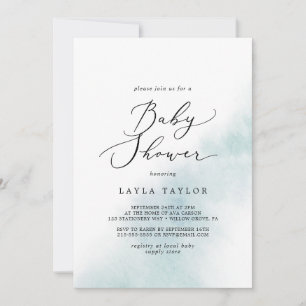 Invitation Nettoyage aquarelle Baby shower bleu