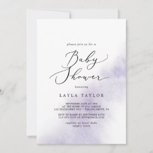 Invitation Nettoyage aquarelle Baby shower pourpre