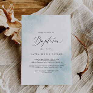 Invitation Nettoyage aquarelle   Baptême Bleu