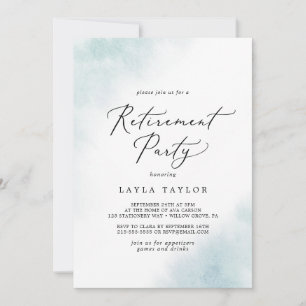 Invitation Nettoyage aquarelle   Blue Retirement Party