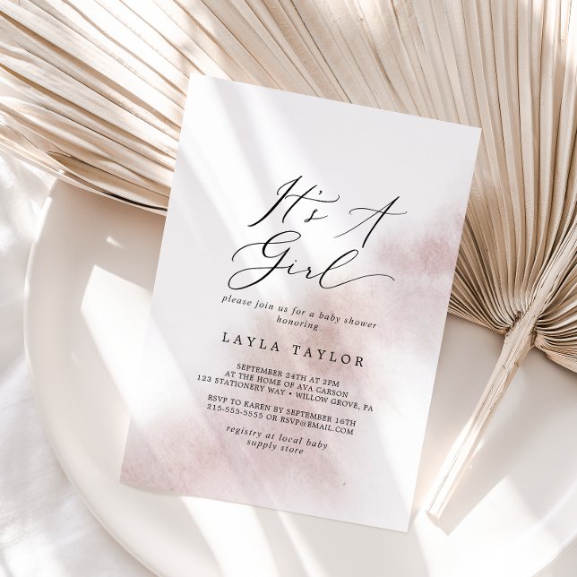 Invitation Nettoyage aquarelle | Blush C'est un Baby shower d (Créateur téléchargé)