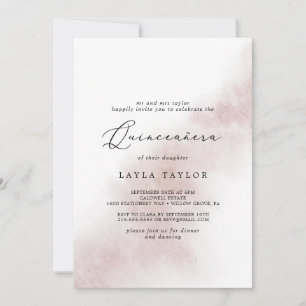 Invitation Nettoyage aquarelle   Blush Quinceañera