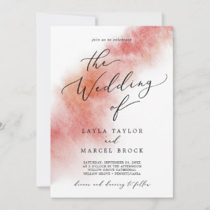 Invitation Nettoyage aquarelle   Mariage rouge Apple