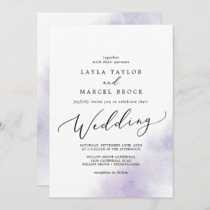 Invitation Nettoyage aquarelle   Mariage violet