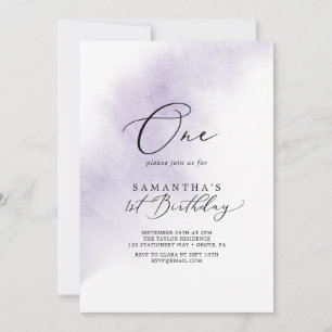 Invitation Nettoyage aquarelle   Purple Première fête d'anniv