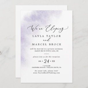 Invitation Nettoyage aquarelle   Réception Elopement Violet