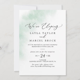 Invitation Nettoyage aquarelle Réception Green Elopement