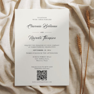 Invitation Nettoyer le Mariage budget simple beige