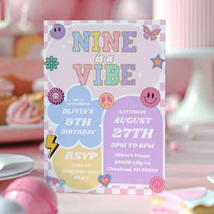 Invitation Neuf Est Un Vibe Preppy Patch 9e Anniversaire