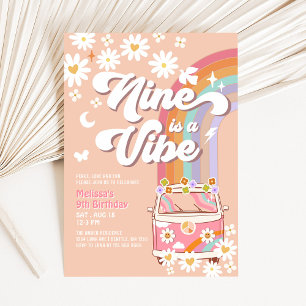 Invitation Neuf est une ambiance Anniversaire 9 ans Groovy Pi