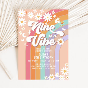 Invitation Neuf est une ambiance Daisy Rainbow Groovy 9e anni