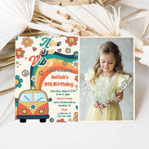 Invitation Neuf Est Une Vibe Super Retro Floral 9E Anniversai