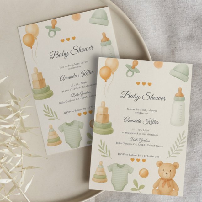 Invitation Neutral Baby shower Pastel (Créateur téléchargé)