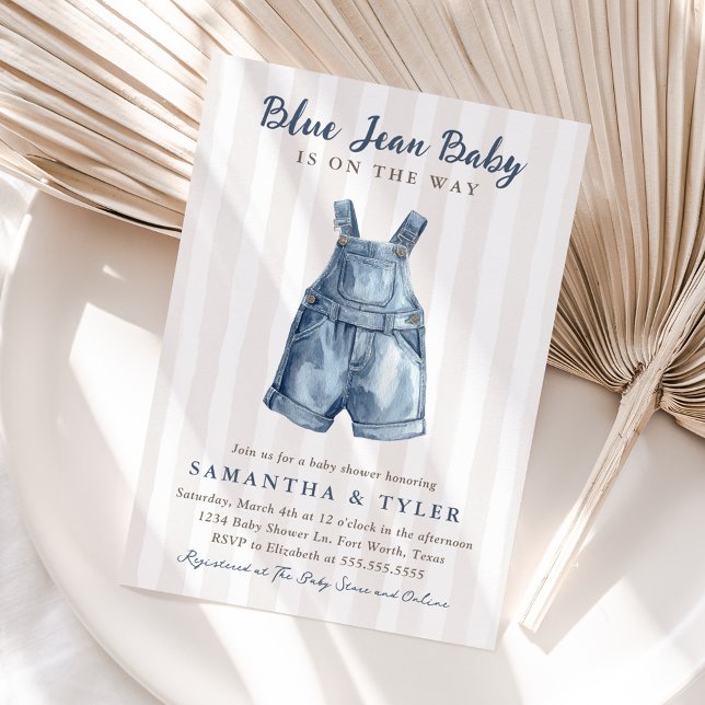 Invitation Neutral Blue Jean Baby On The Way Baby Shower (Créateur téléchargé)