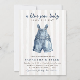 Invitation Neutral Blue Jean Baby On The Way Baby Shower Invi