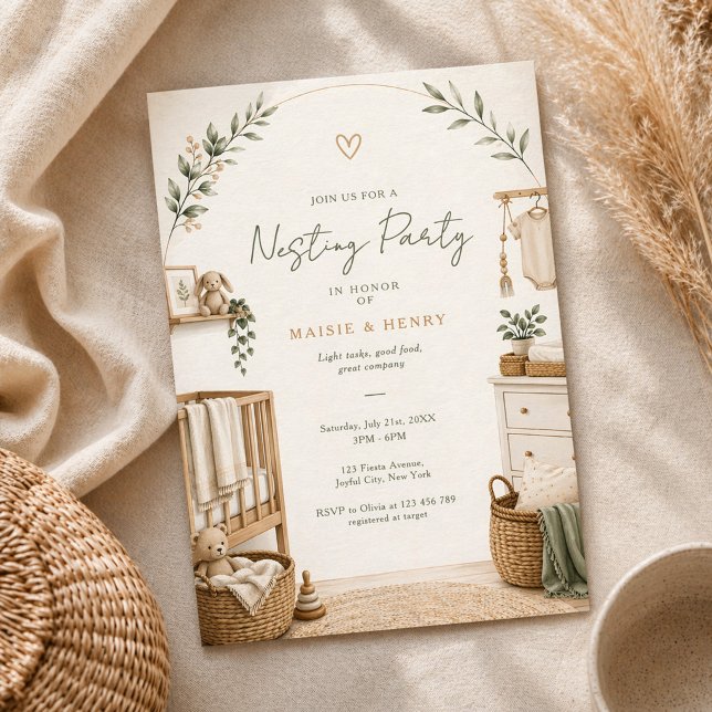 Invitation Neutral Boho Nesting Party Baby Shower (Créateur téléchargé)