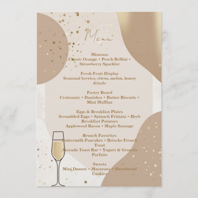 Invitation Neutral Brunch Menu Card – Minimalist Beige (Devant)