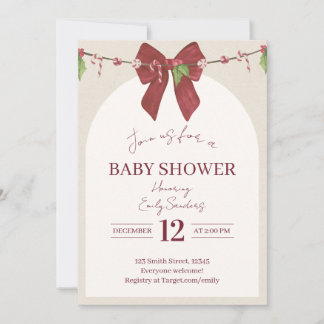 Invitation Neutral Candy Cane Cutie Baby