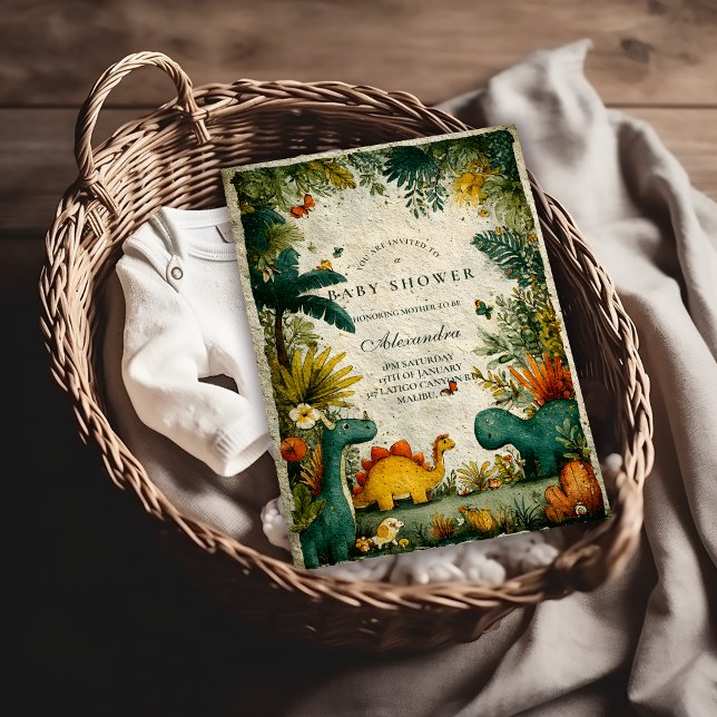 Invitation Neutral Dinosaur Baby Shower (Créateur téléchargé)