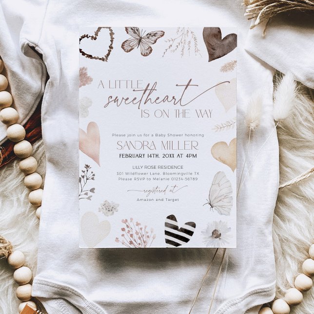 Invitation Neutral Little Sweetheart Valentine Baby Shower (Little Sweetheart Baby Shower invitation)