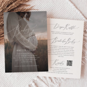 Invitation Neutral   Photo tout en un Baby shower