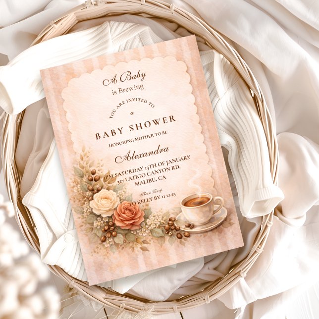Invitation Neutral Rustic A Baby Is Brewing (Créateur téléchargé)