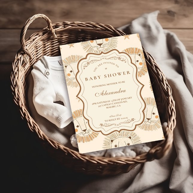 Invitation Neutral Safari Lion Baby Shower (Créateur téléchargé)