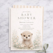 Neutral Watercolor Otter Baby Shower | Woodland