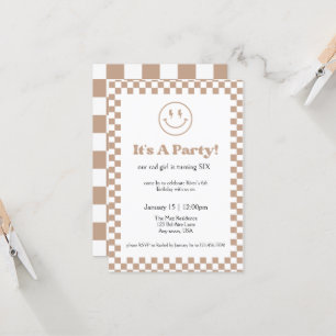 Invitation Neutre À damiers Rad Kid