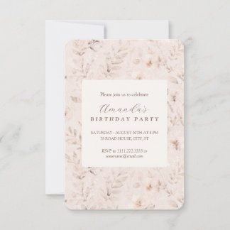 Invitation neutre beige aquarelle douce florale
