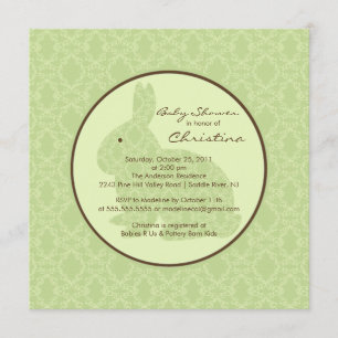 Invitation Neutre bleu d'invitation de baby shower de lapin