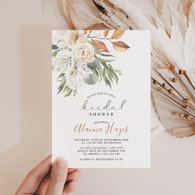 Invitation Neutre Boho Floral Bridal (Créateur téléchargé)