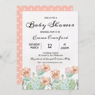 Invitation neutre de baby shower de cactus