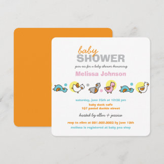 Invitation neutre de baby shower de canards