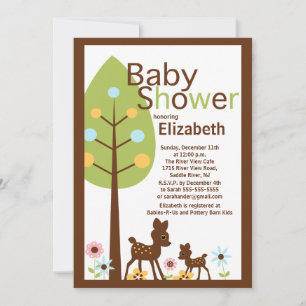 Invitation neutre de baby shower de cerfs communs