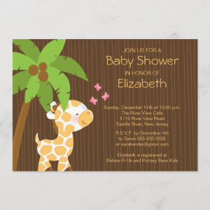 Invitation neutre de baby shower de girafe