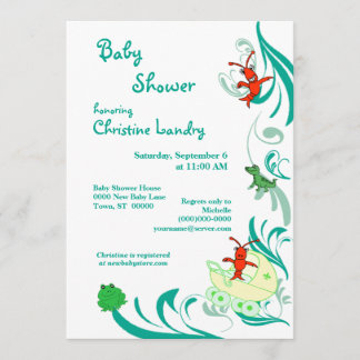 Invitation Neutre de genre de baby shower de Cajun (blanc)