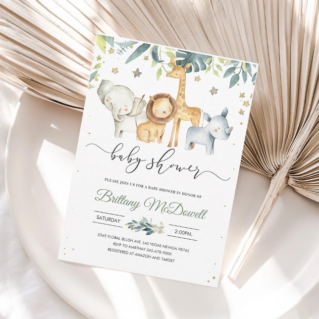Invitation Neutre genre Un Baby shower Safari sauvage (Créateur téléchargé)