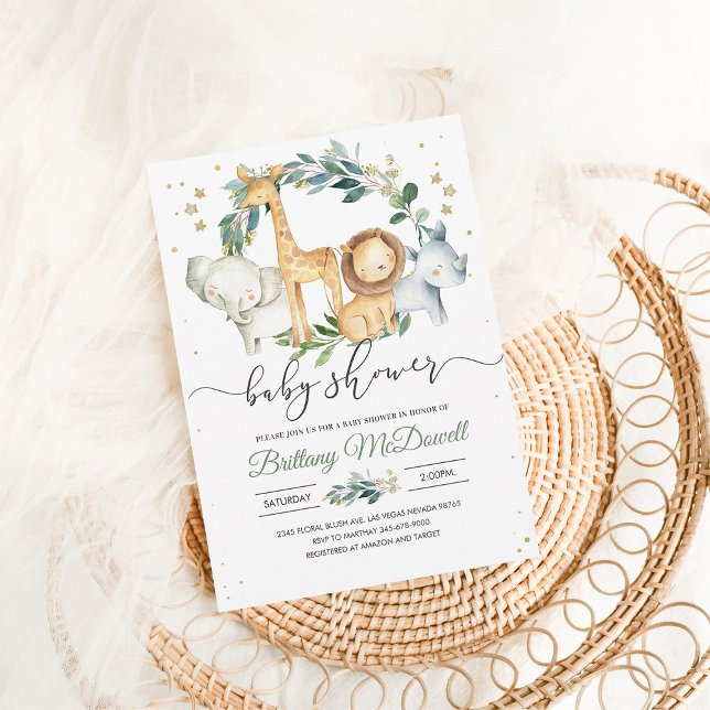 Invitation Neutre genre Un Baby shower Safari sauvage (Créateur téléchargé)