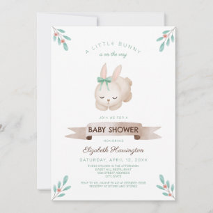 Invitation Neutre genre Un petit lapin Baby shower de printem
