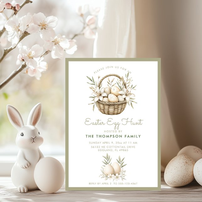 Invitation neutre pour une chasse aux œufs de Pâqu (Créateur téléchargé)