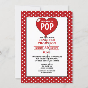 Invitation Neutre sur le point de pop Baby shower rouge Invit