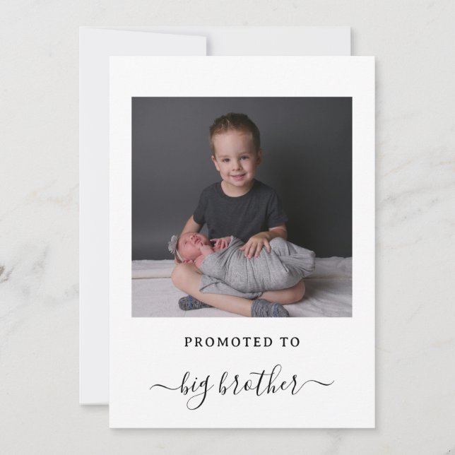 Invitation New Baby Big Brother Announcement Card with Photo (Devant)