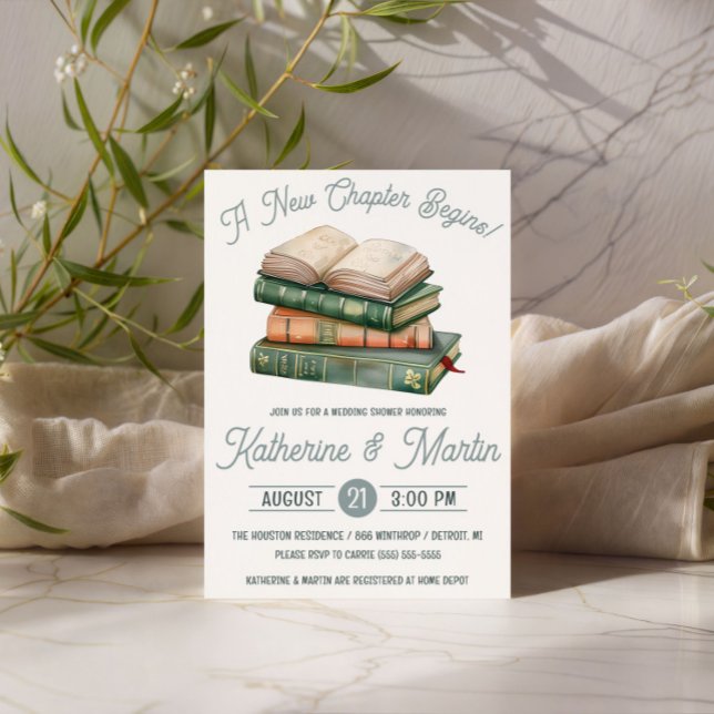 Invitation New Chapter Begins, Book Themed Bridal Shower (Créateur téléchargé)