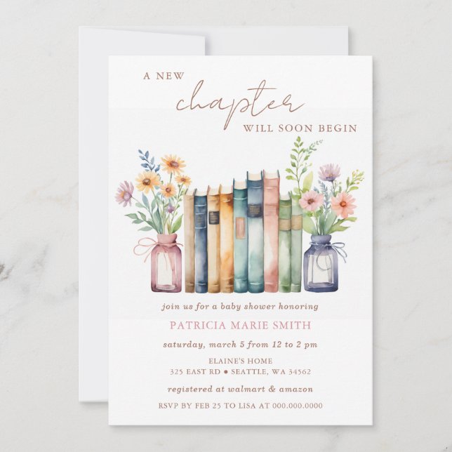 Invitation New Chapter Story book Gender Neutral Baby shower (Devant)